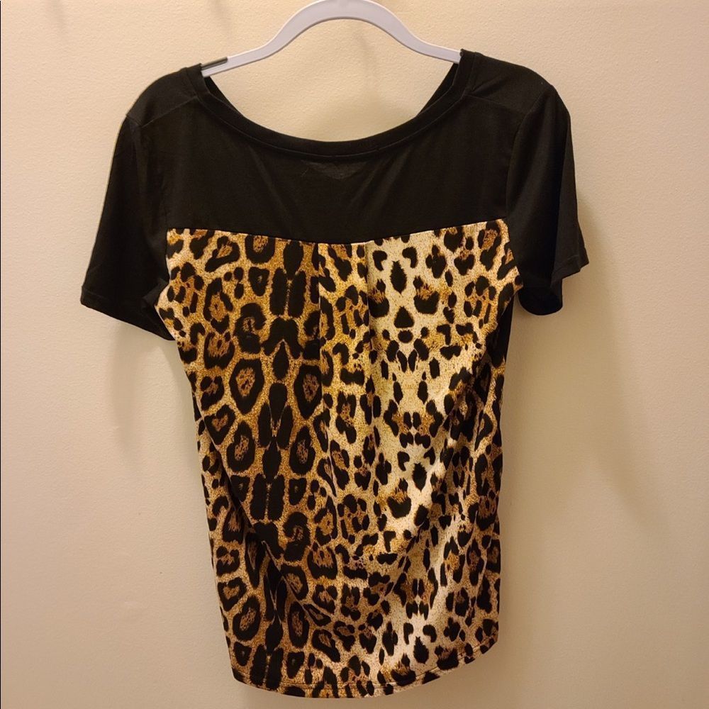 Boutique Leopard Print & Black Top